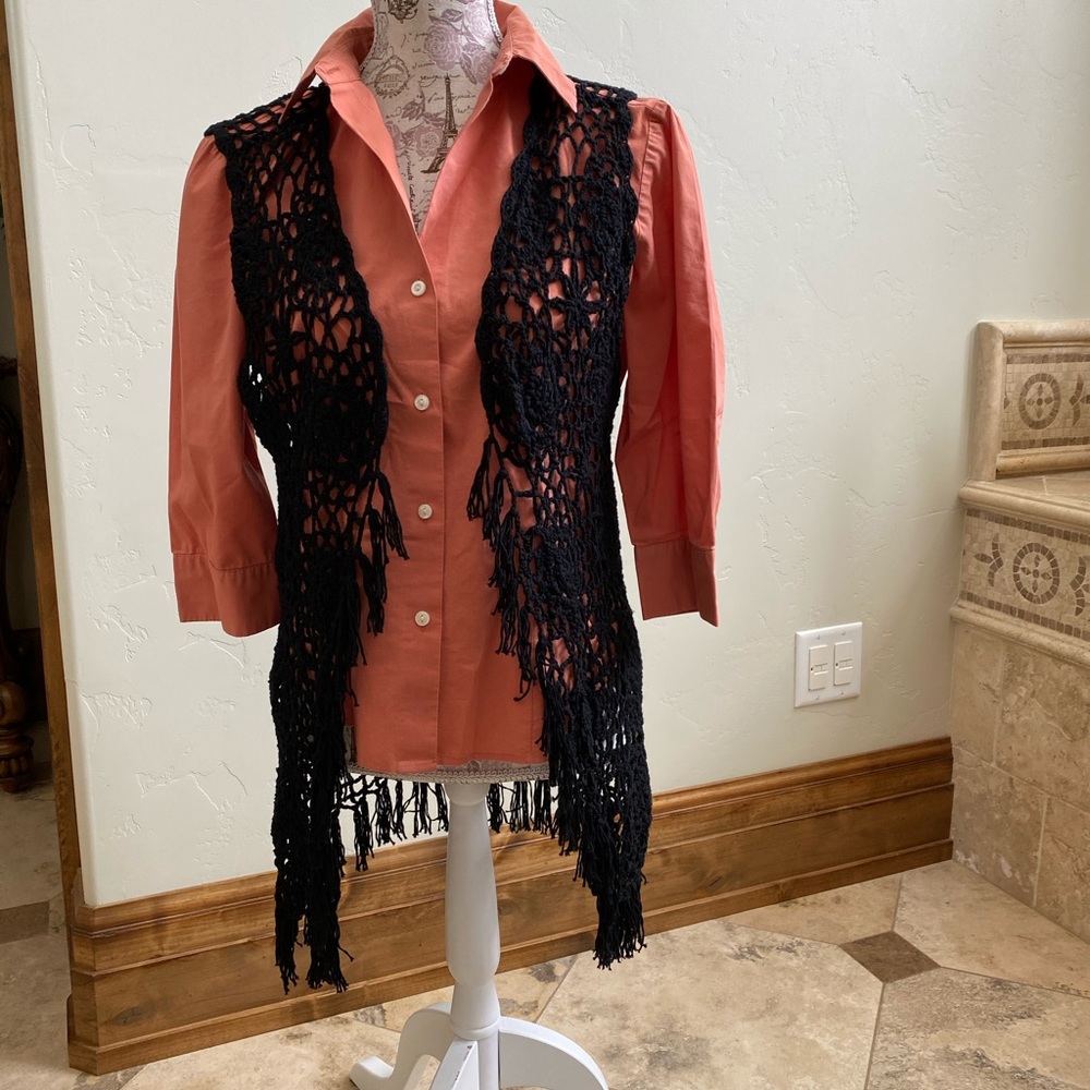 New Black Crochet Vest/Cardigan